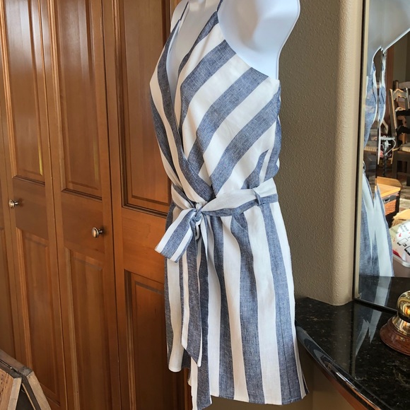 🍃💕NWT Nautical Stripe Linen Blend Romper - Picture 3 of 4